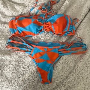 Vibrant Orange and Blue Bikini Set